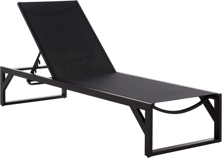 SAFAVIEH Outdoor Patio Furniture Collection – Jordan Black & Black Aluminum Lounger, Adjustable Modern Outdoor Reclining Chaise (PAT7560A)