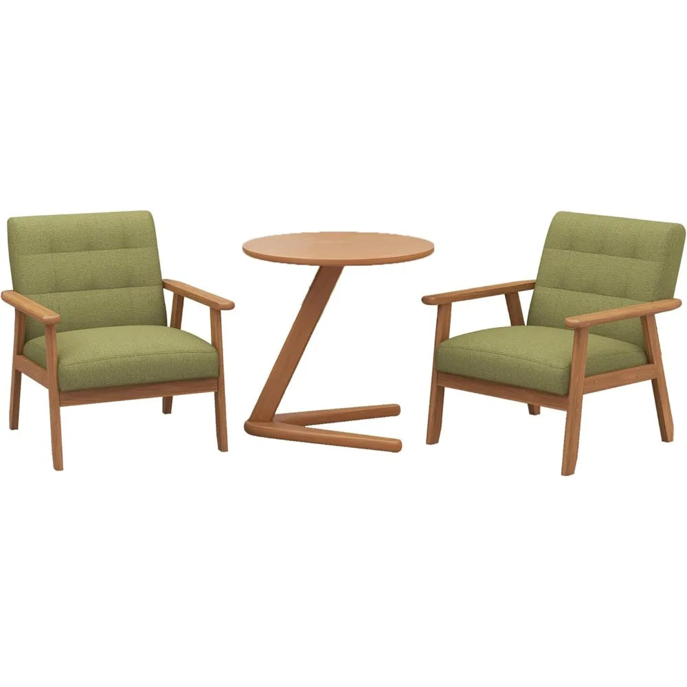 Meridian Collection | Tapered-Leg Brass-Accented Walnut Lounge Set - presented at scale within a designed interior in a Mid-Century Modern living room setting.
