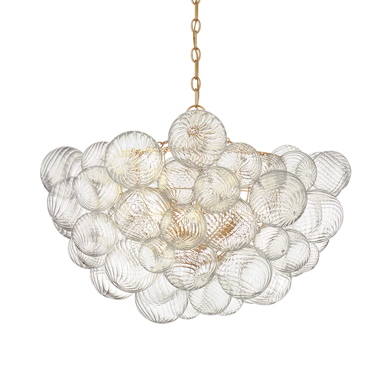 Fontaine Collection | Ribbed Glass-Topped Ribbed Glass Pendant - showcasing form and function in daily use context in a Mid-Century Modern bedroom setting.