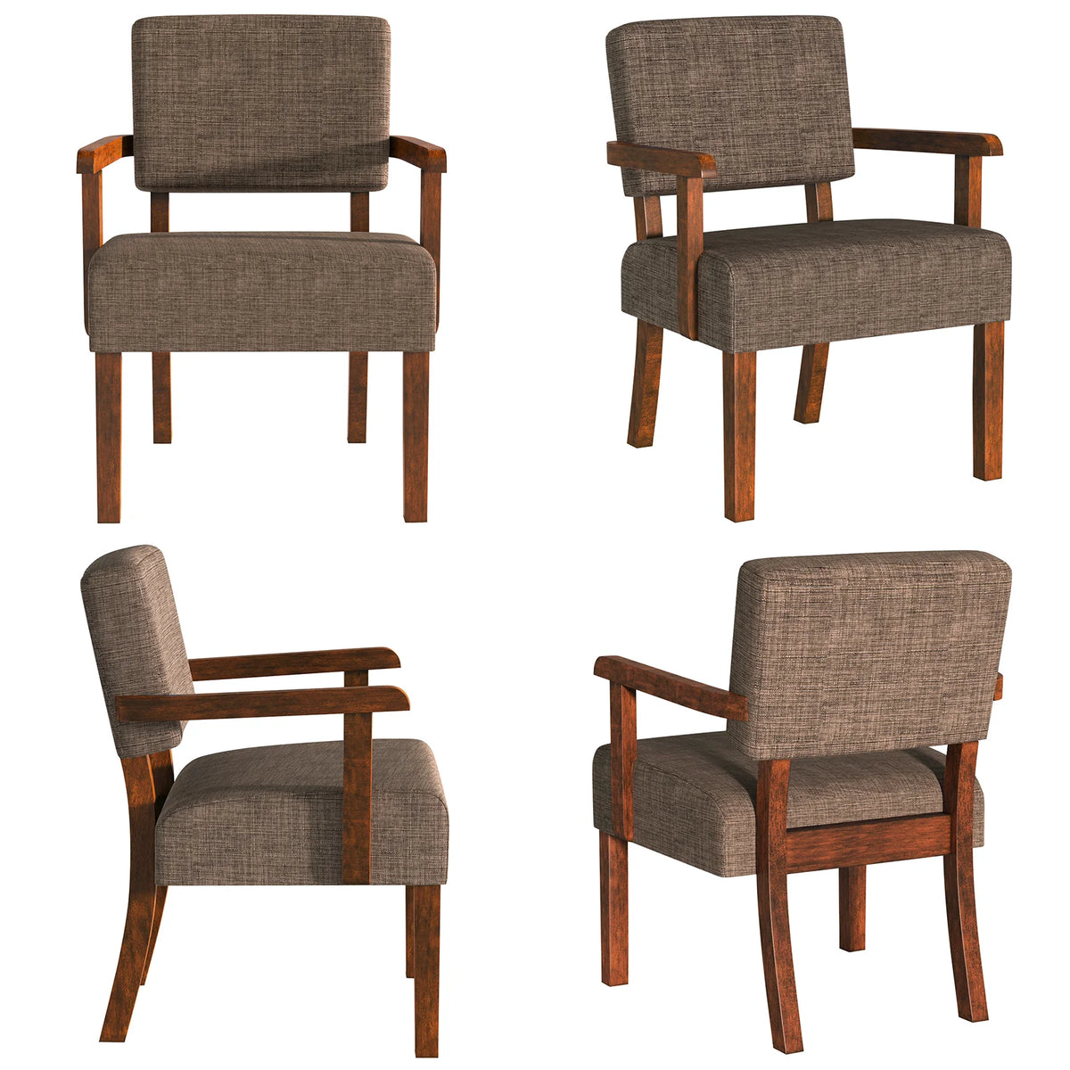 Accent Chair Set of 2 with Table, Mid Century Modern Upholstered Chairs for Living Room,Brown