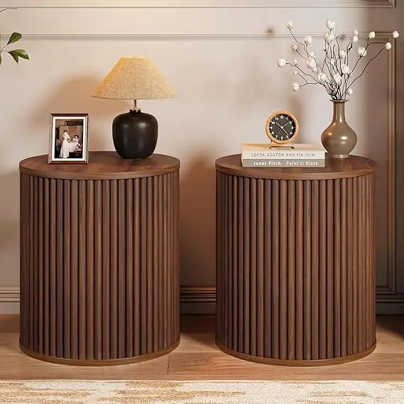 The Dresden Fluted Walnut Side Tables