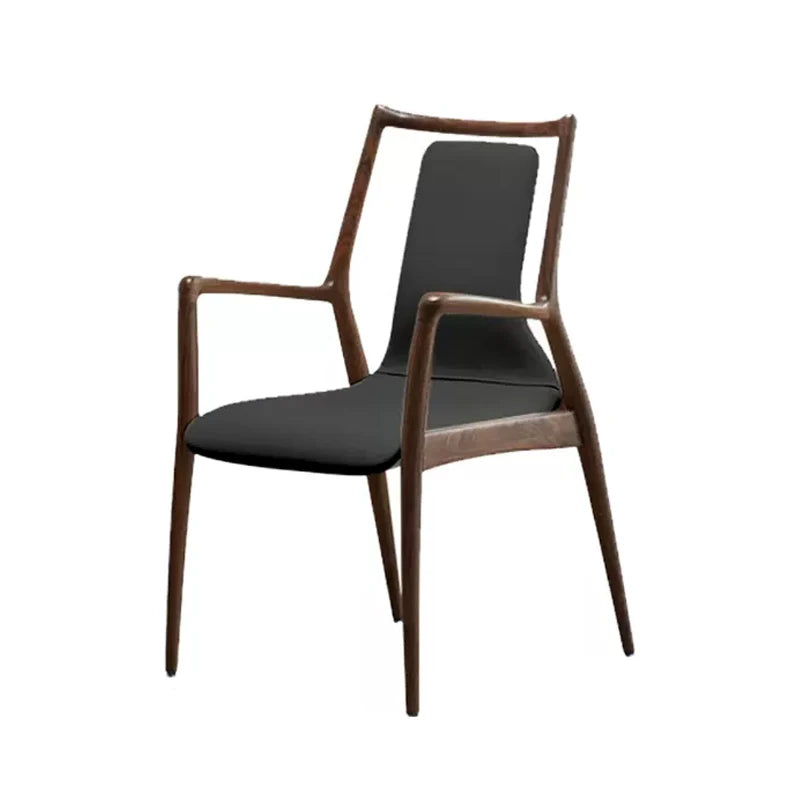 Ellington Collection | Floating Brass-Accented Walnut Armchair - showcasing full sculptural form and curated finish in a Mid-Century Modern living room setting.
