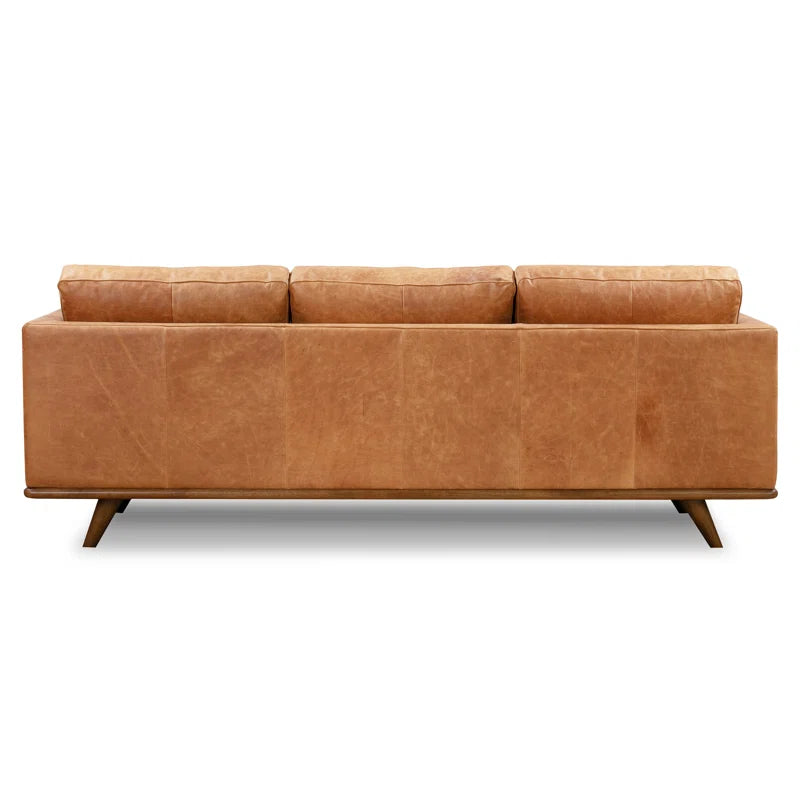 Nolita 85" Full-Grain Genuine Italian Leather Square Arm Sofa