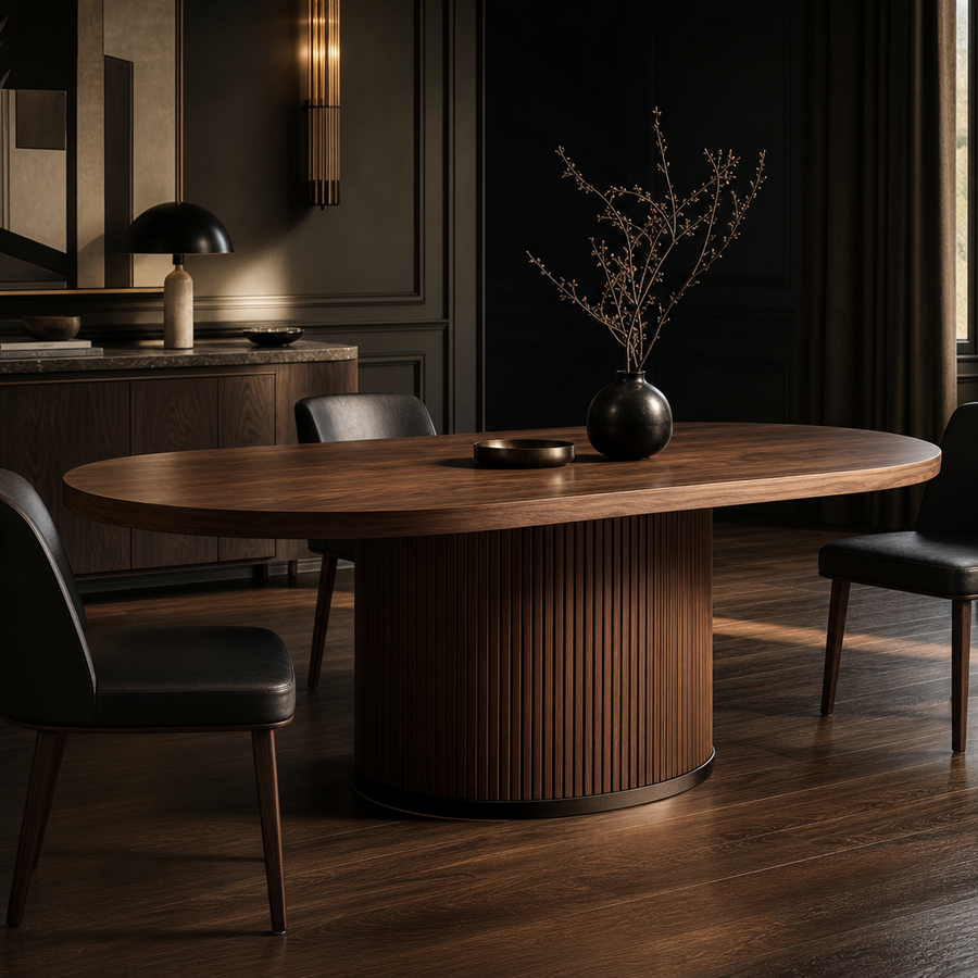 The Meridian Walnut Racetrack Table