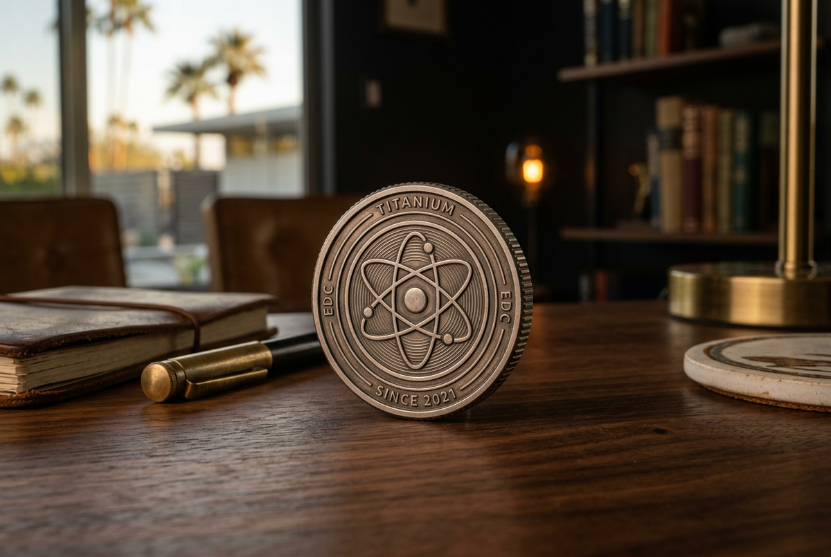 Titanium EDC Spinning Coin | Atomic Medallion