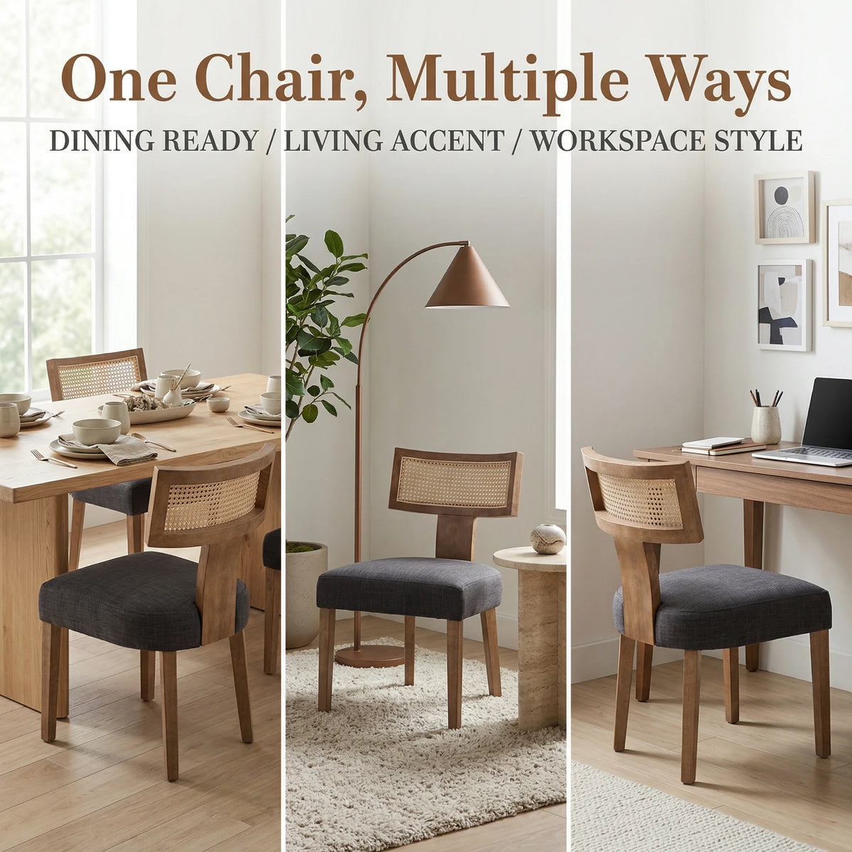 Chic Set of 2 Modern Rattan Backrest Dining Chairs - Perfect for Your Kitchen or Dining Room! 🪑✨ #HomeDecor #MidCenturyStyle
