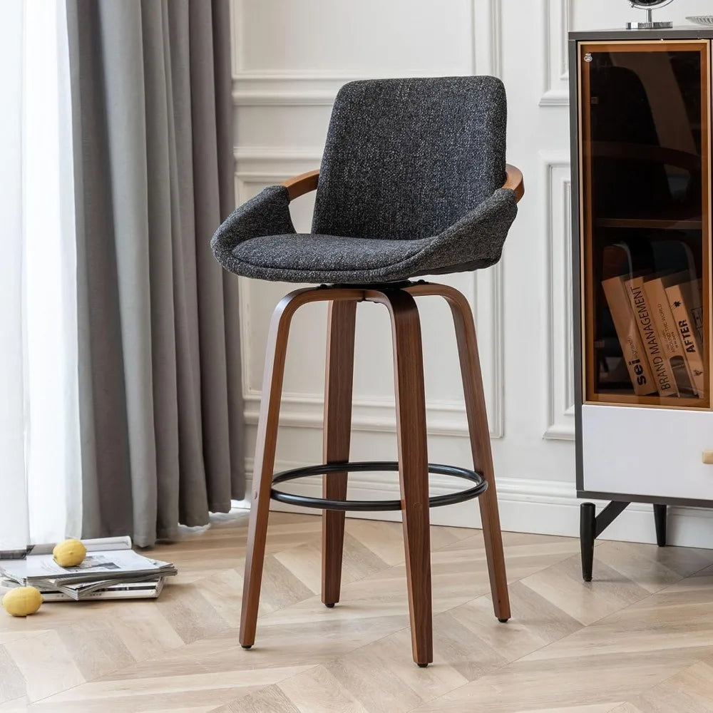 The Astoria Charcoal Linen Swivel Barstool