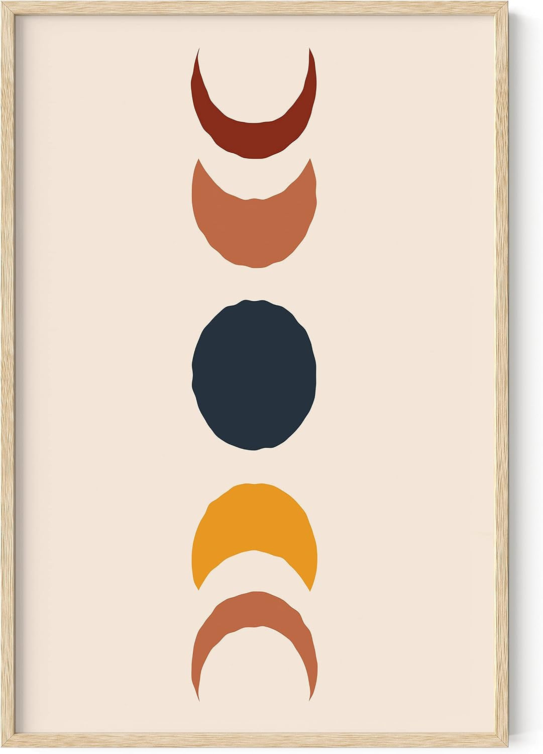 HAUS and HUES Boho Framed Wall Art - Southwestern Geometric Sun Print, Mid Century Modern Decor, Black Frame 12X16