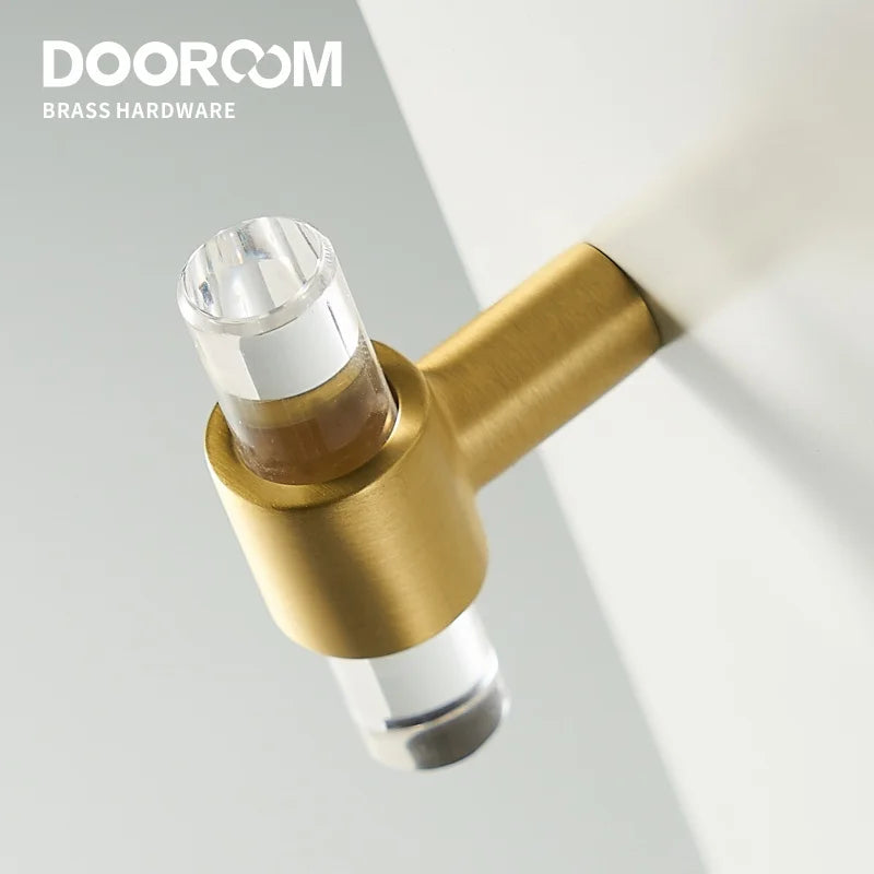 Brass Acrylic Furniture Handles Modern Fashionable Long Pulls Cupboard Wardrobe Dresser Shoe Box Drawer Cabinet Knobs