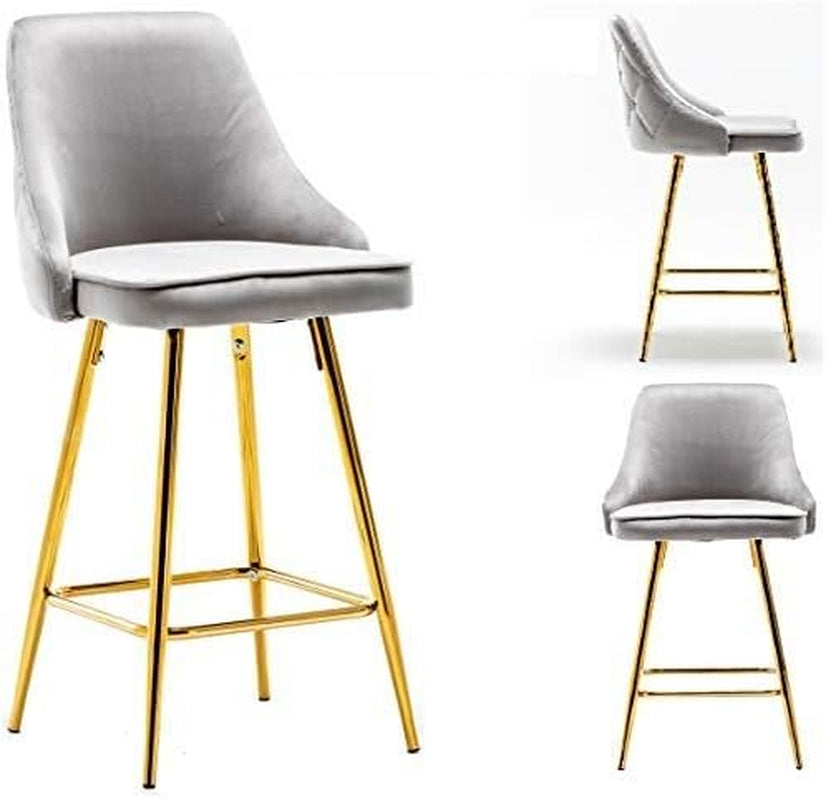 Set of 2,Premium Upholstered Dining 25" Seat Height, High Back Count Stool Bar Chairs, Pack Blue Velvet Barstools