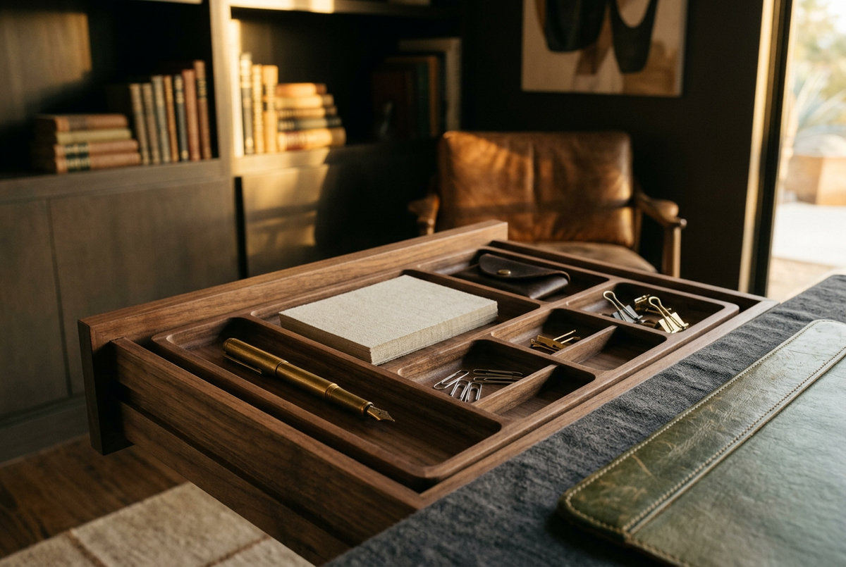 Walnut Desk Drawer Insert | Oakywood Modular
