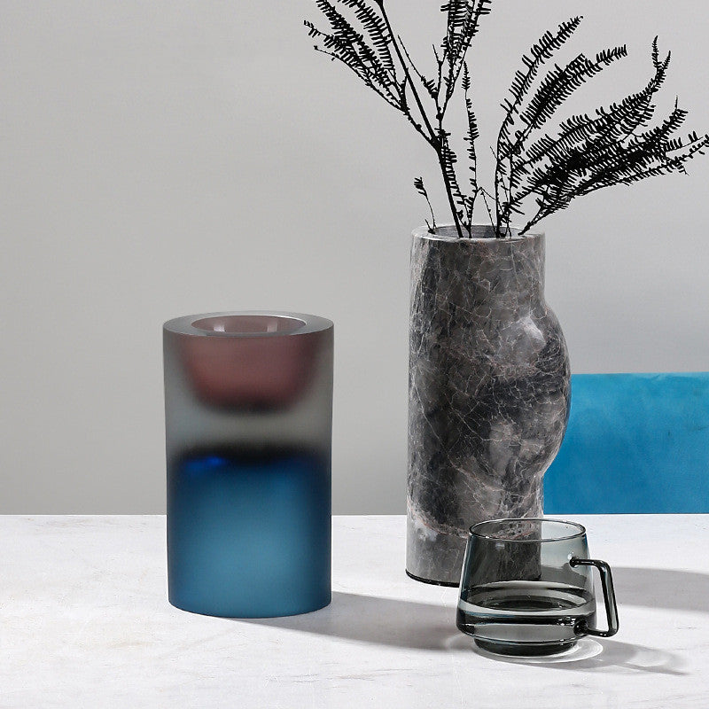 Elegant Double Hollow Glass Vase - Modern Artistry for Refined Spaces