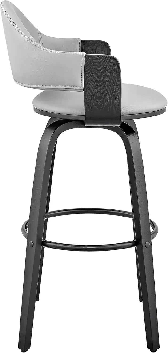 The Meridian Charcoal Leather Bar Stool