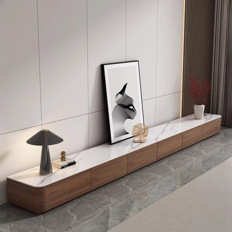 Belmont Collection | Hairpin-Legged Brass-Accented Walnut Console - showcasing full sculptural form and curated finish in a Mid-Century Modern entryway setting.