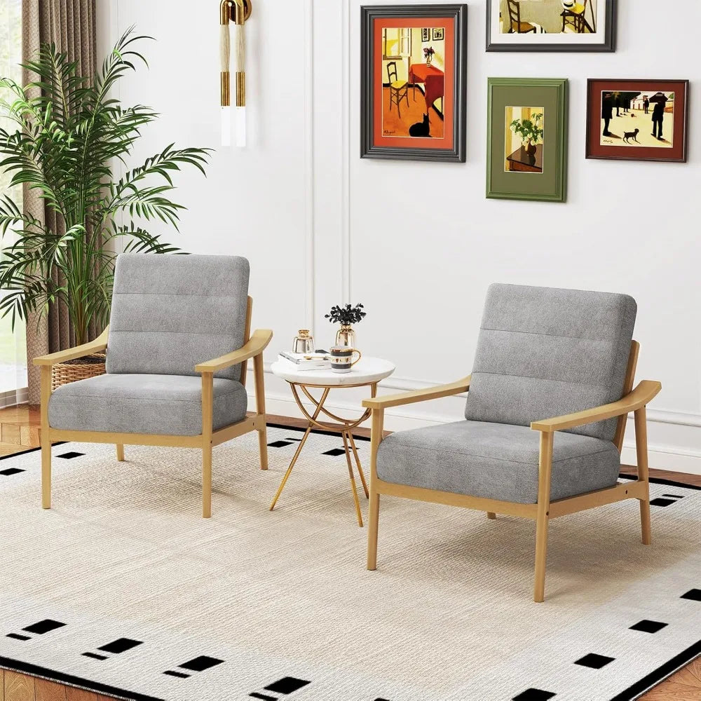 Dresden Collection | Tapered-Leg Atomic-Era Walnut & Wool Accent Chair Set - captured in a curated lifestyle vignette in a Mid-Century Modern living room setting.