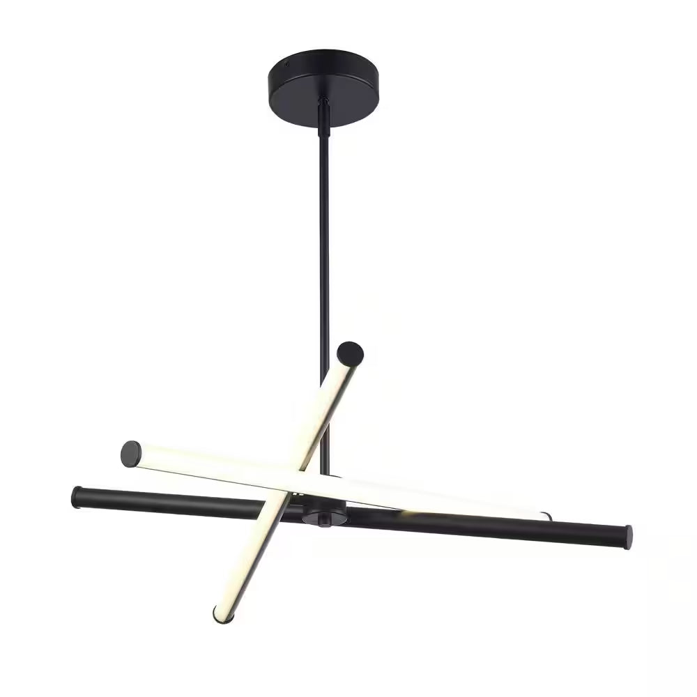 York 28 In. Modern Black Linear Integrated LED Dimmable Pendant Light Fixture with Selectable 3-CCT