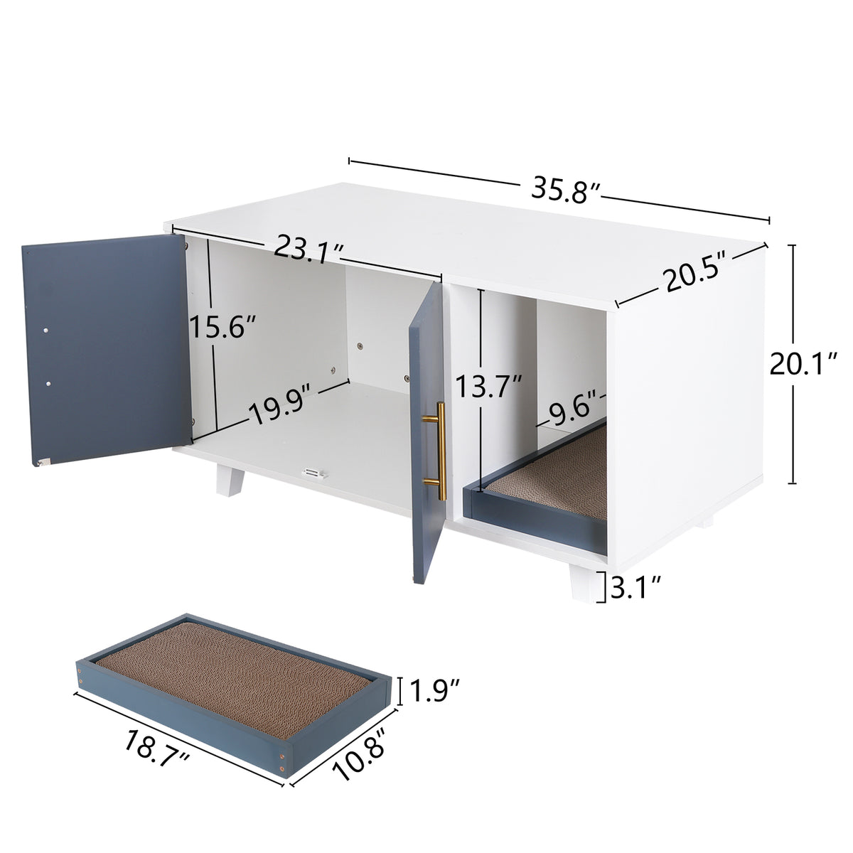 Modern Wood Pet Crate Cat Washroom Hidden Litter Box Enclosure Furniture House