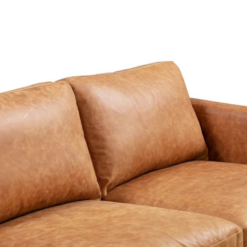 Nolita 85" Full-Grain Genuine Italian Leather Square Arm Sofa