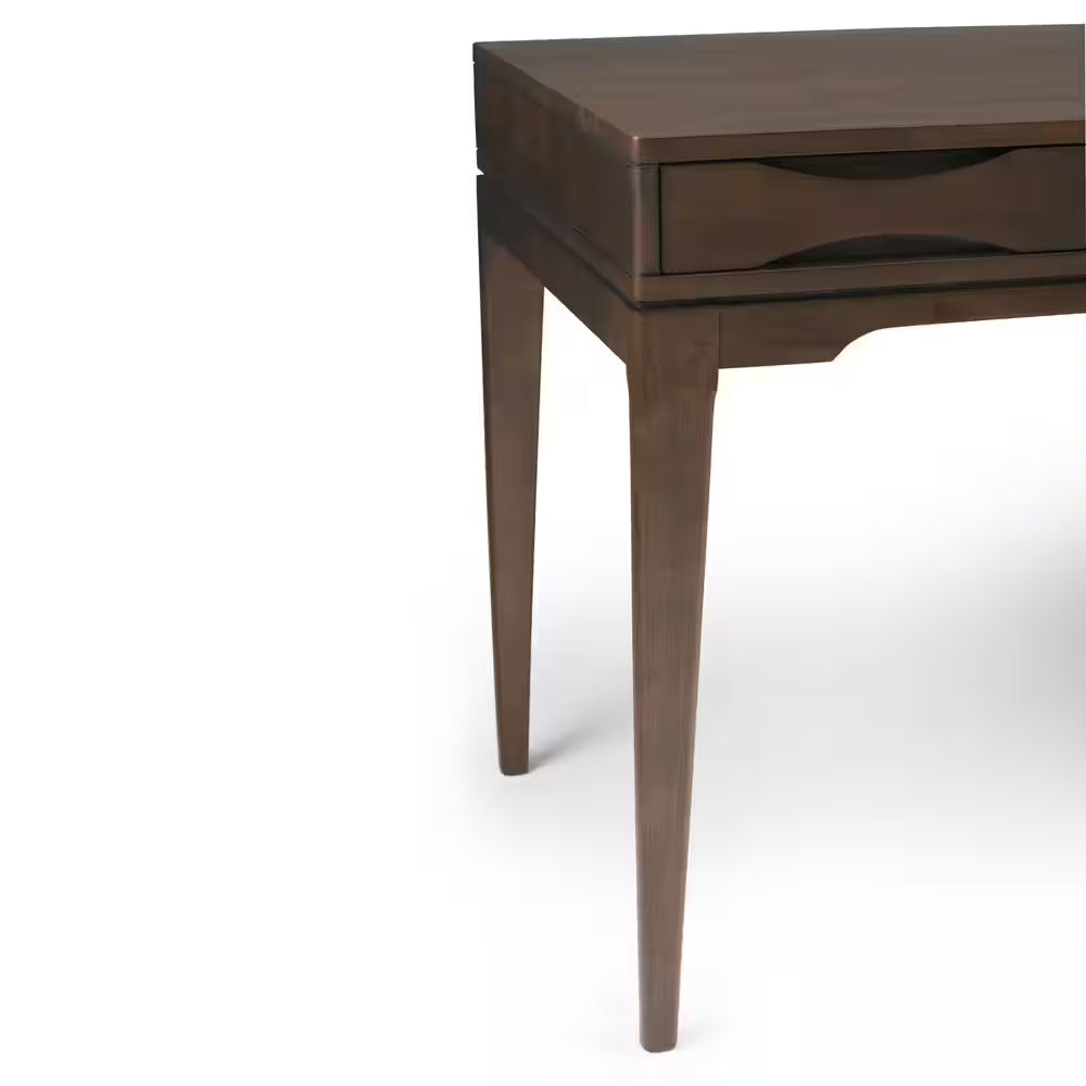 Harper Solid Hardwood Mid-Century Modern 60 In. Wide Writing Office Desk in Walnut Brown
