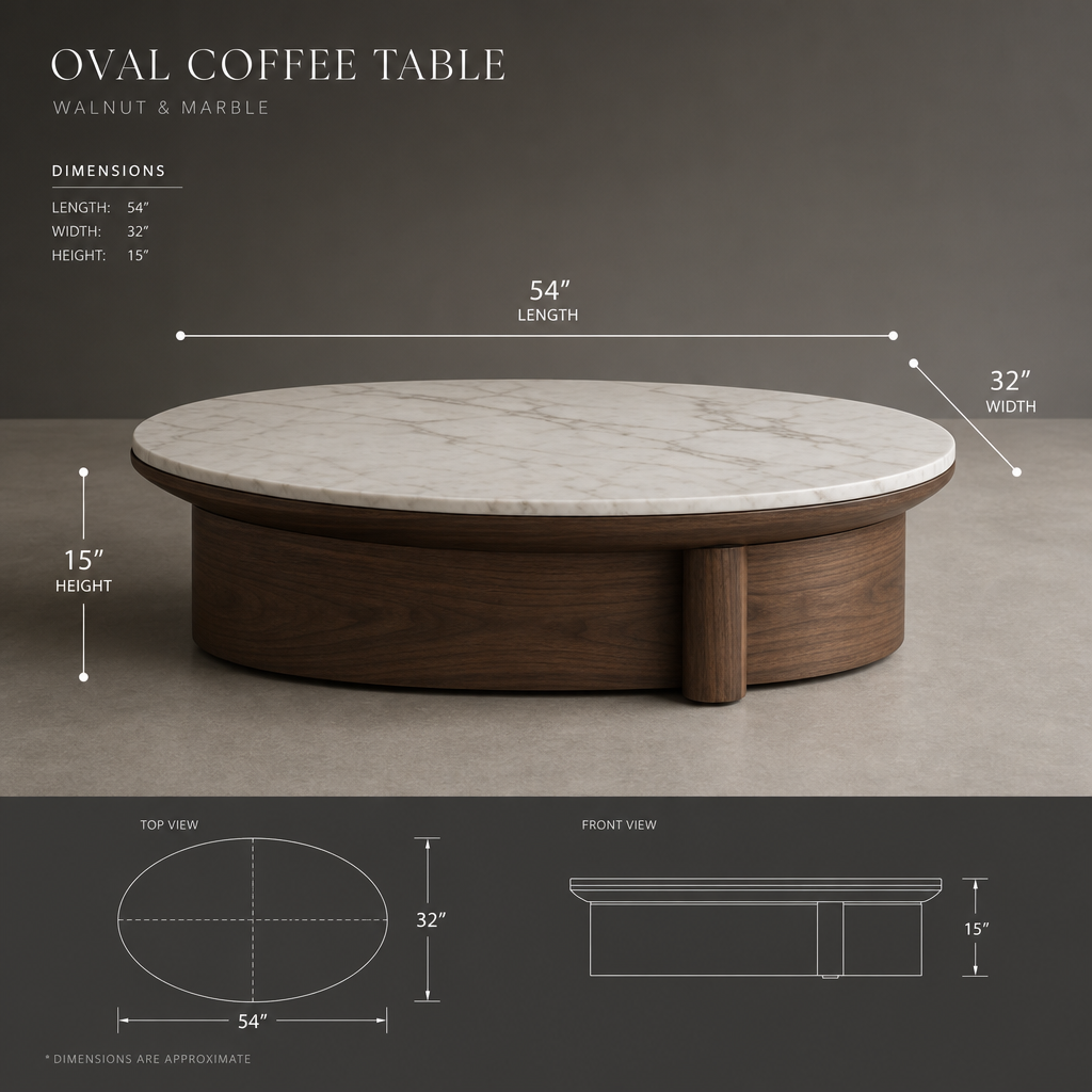 The Astoria Walnut & Black Marble Oval