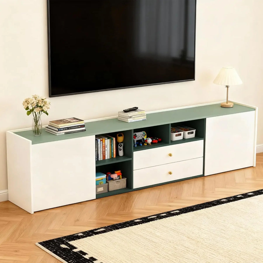 Meridian Collection | Tapered-Leg Walnut Media Console - showcasing full sculptural form and curated finish in a Mid-Century Modern entryway setting.