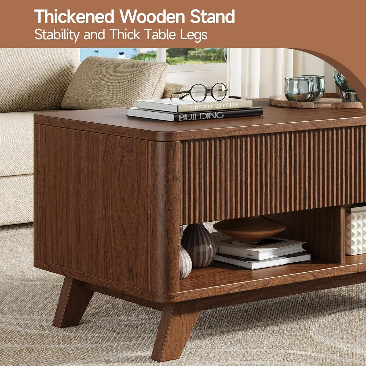 The Astoria Fluted Walnut Coffee Table