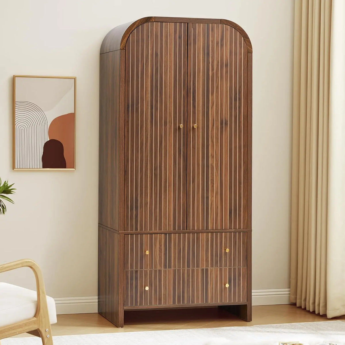 The Valencia Arched Walnut Wardrobe