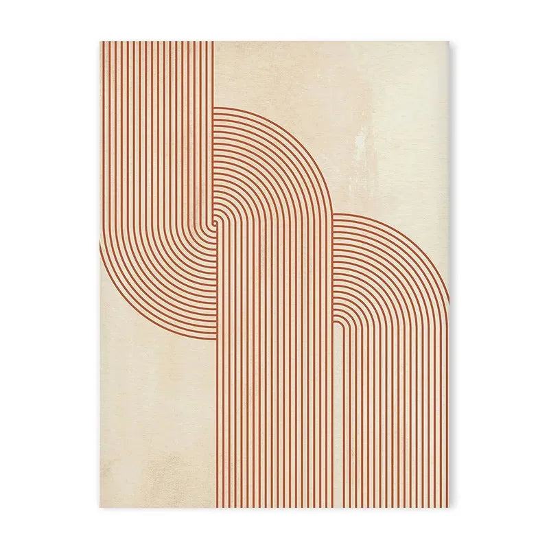 Abstract Burnt Orange Mid-Century Modern Canvas Art Set