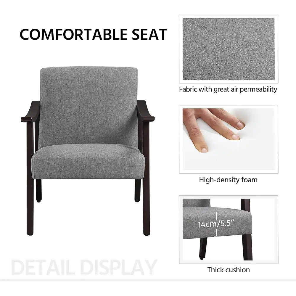 Belmont Collection | Tapered-Leg Gold-Trimmed Charcoal Upholstered Accent Duo - styled from an alternate angle revealing dimensional depth in a Mid-Century Modern living room setting.