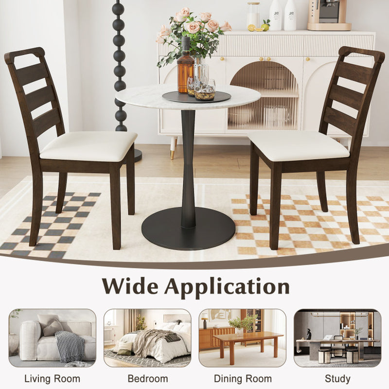 Polyester Upholstered Wooden Dining Chair Set of 2