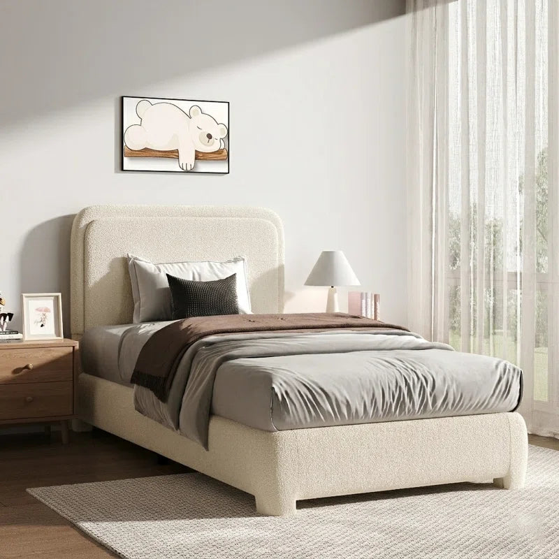 Transform your bedroom with the stylish Bensu Boucle Upholstered Platform Bed! 🛏️✨ #HomeDecor #BedroomGoals