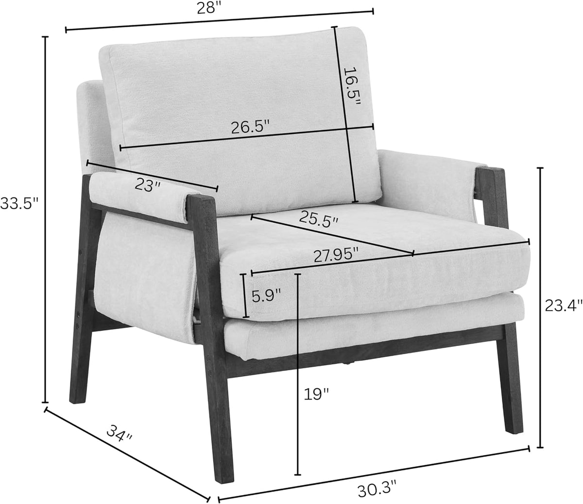 Kelly Mid-Century Modern Accent Armchair, White