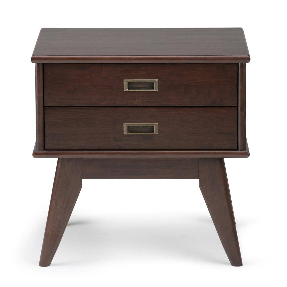 Draper Solid Hardwood 22 In. Wide Rectangle Mid-Century Modern End Side Table in Medium Auburn Brown