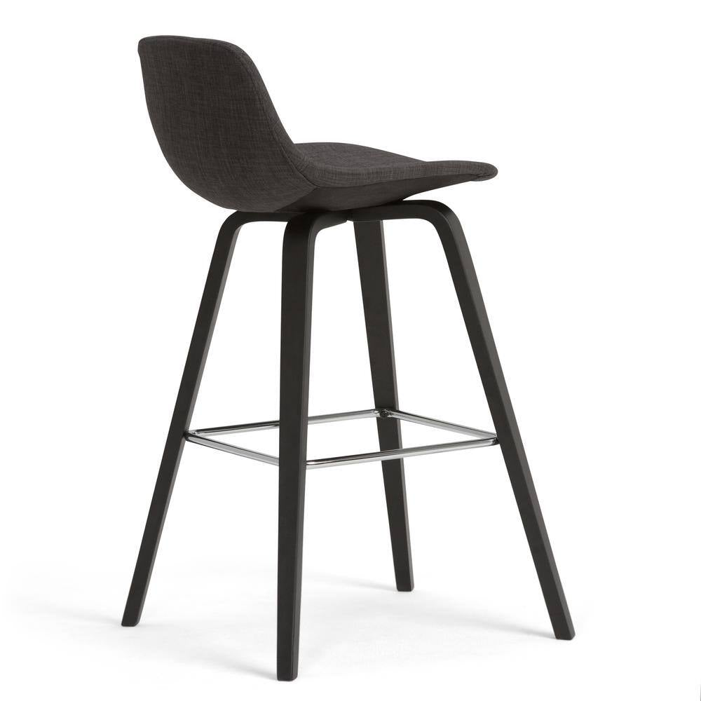 Randolph 36.61 In. H Charcoal Grey, Black Linen Look Fabric Mid Century Modern Bentwood Counter Height Stool (Set of 2)