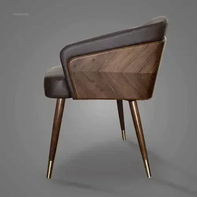 Luxury Modern Dining Chairs Wooden Backrest Armchair Minimalist Lounge Dining Chair Comfortable Dining Room Furniture