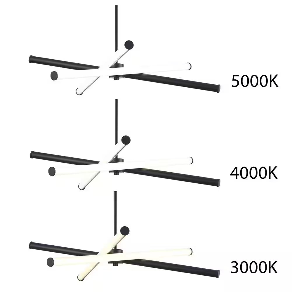 York 28 In. Modern Black Linear Integrated LED Dimmable Pendant Light Fixture with Selectable 3-CCT