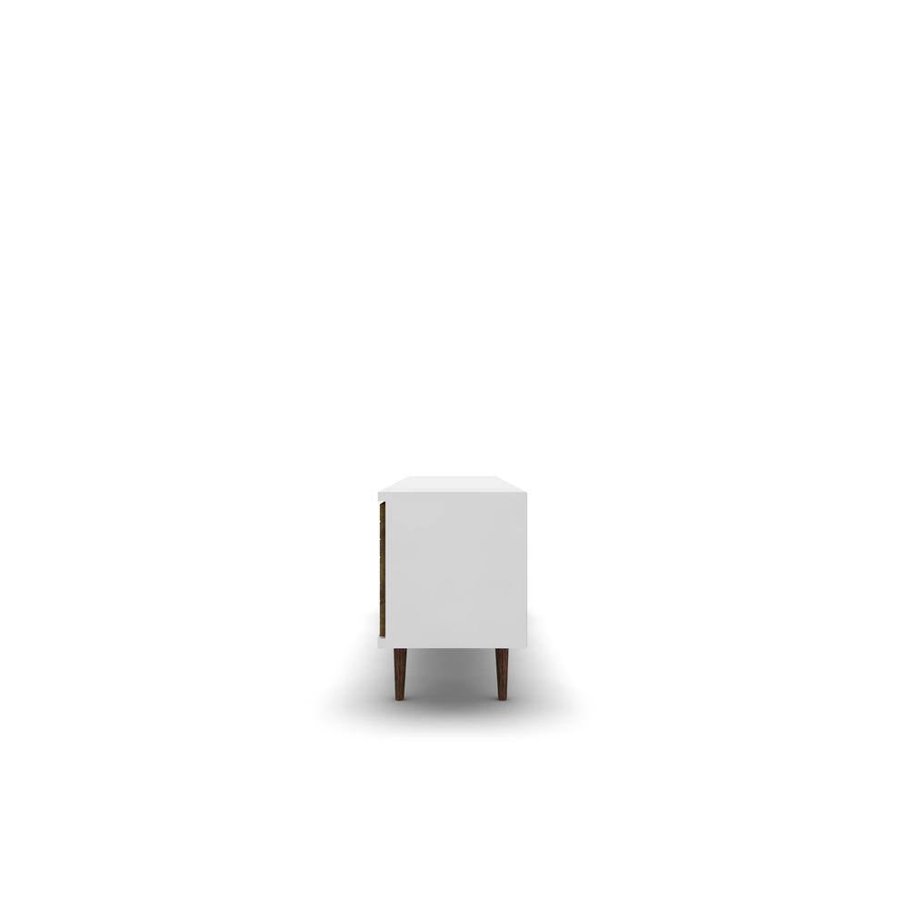Liberty 62.99 In. White and Rustic Brown TV Stand Fits Tvs up to 60 In. with Storage Doors, Shelves and Cable Management