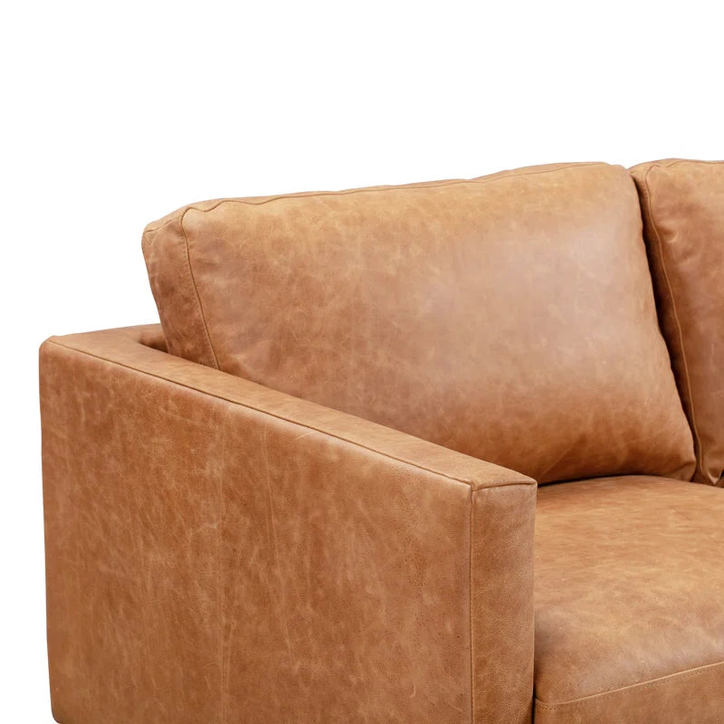 Nolita 85" Full-Grain Genuine Italian Leather Square Arm Sofa