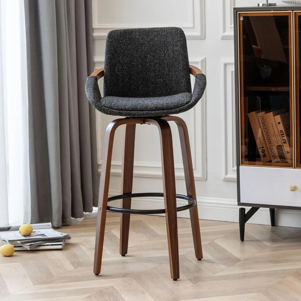 The Astoria Charcoal Linen Swivel Barstool