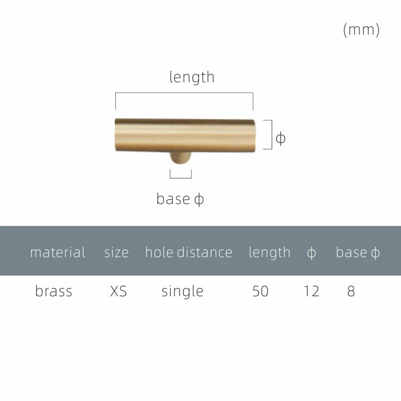 Yu'An Brass Furniture Handles Nordic Modern Pastoral Wardrobe Dresser Cupboard Drawer Cylinder Black/Gold Pulls Knobs