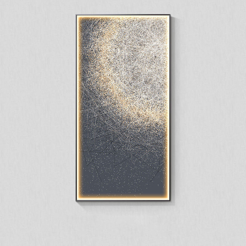 Dresden Collection | Geometric Atomic-Era Abstract Canvas - revealing tonal warmth and surface patina under ambient light in a Mid-Century Modern living room setting.