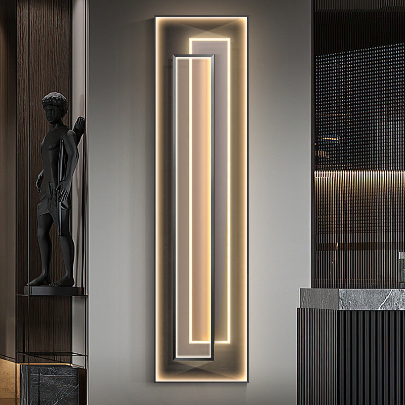 Ellington Collection | Geometric Brass-Accented Brass & Walnut Pendant - showcasing full sculptural form and curated finish in a Mid-Century Modern living room setting.