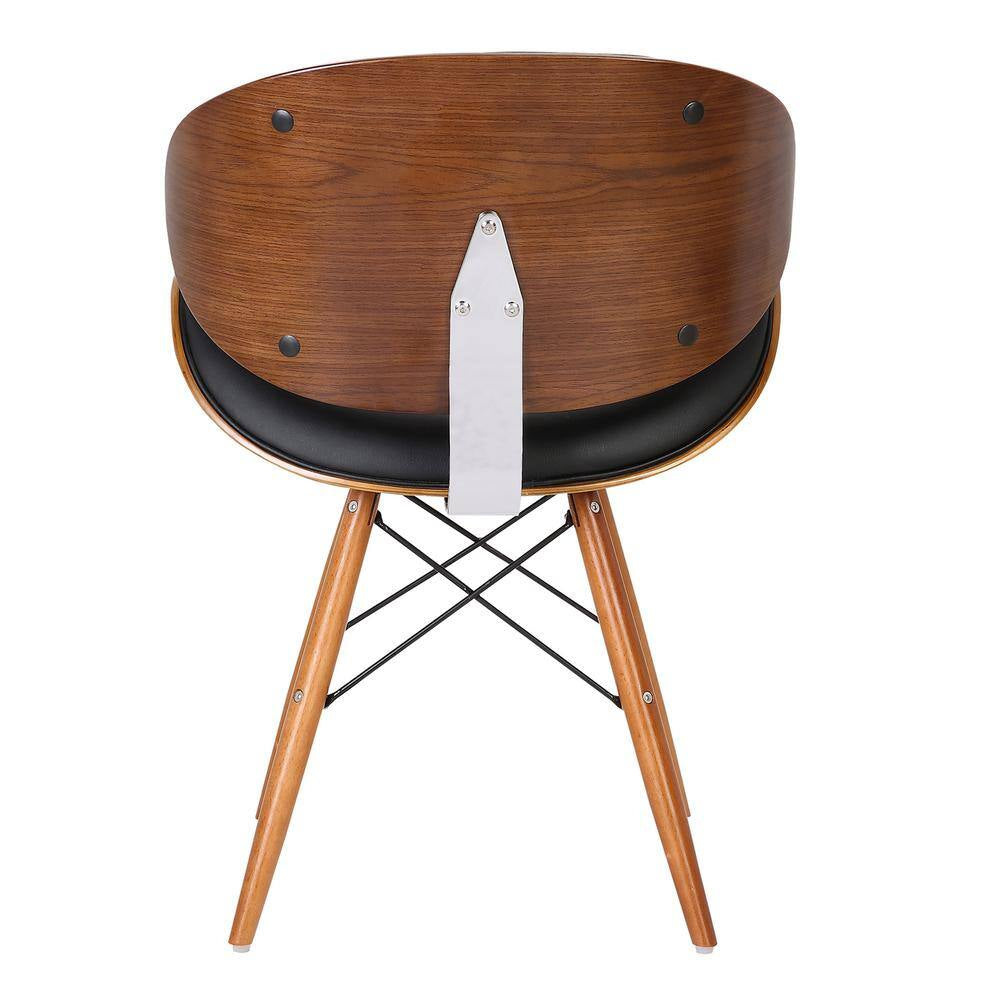 Cassie 31 In. Black Faux Leather and Walnut Wood Finish Mid-Century Dining Chair
