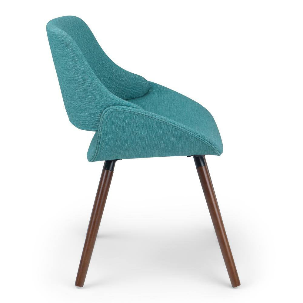 Malden Mid Century Turquoise Blue Woven Fabric Modern Bentwood Dining Chair