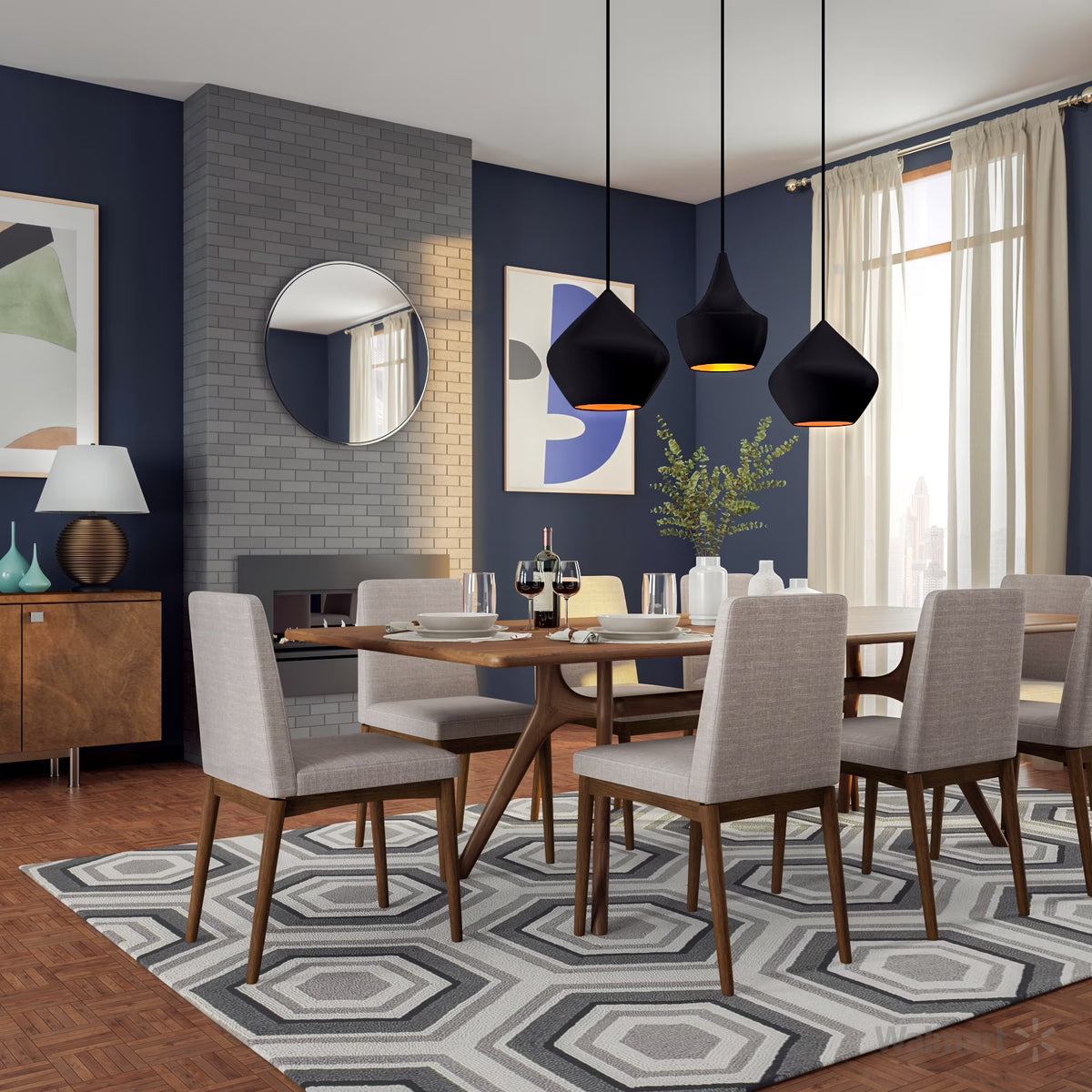 Pierre Indoor Dining Chairs, Set of 2, Walnut/Light Gray