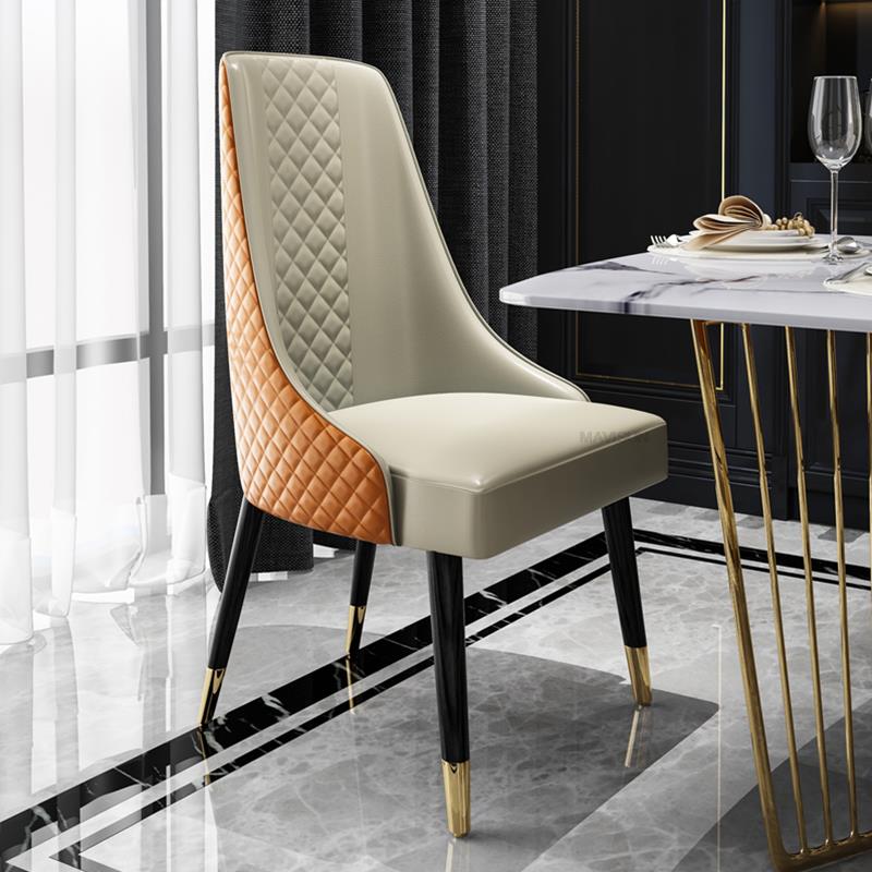 Fontaine Collection | Sculptural Leather-Wrapped Italian Leather Dining Chair - showcasing full sculptural form and curated finish in a Mid-Century Modern dining room setting.