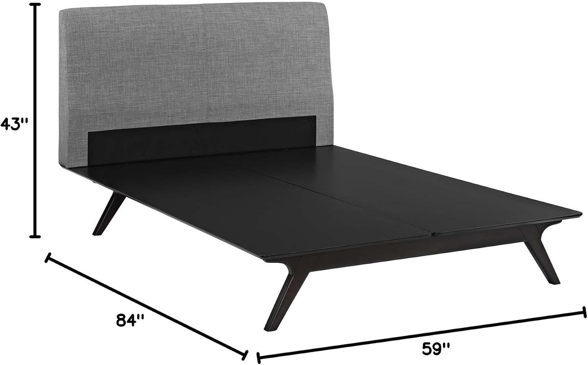 Mid-Century Modern Wood Platform Queen Size Bed