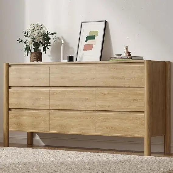 Fontaine Collection | Panoramic Atomic-Era Walnut Dresser - framed in an editorial still-life composition in a Mid-Century Modern bedroom setting.