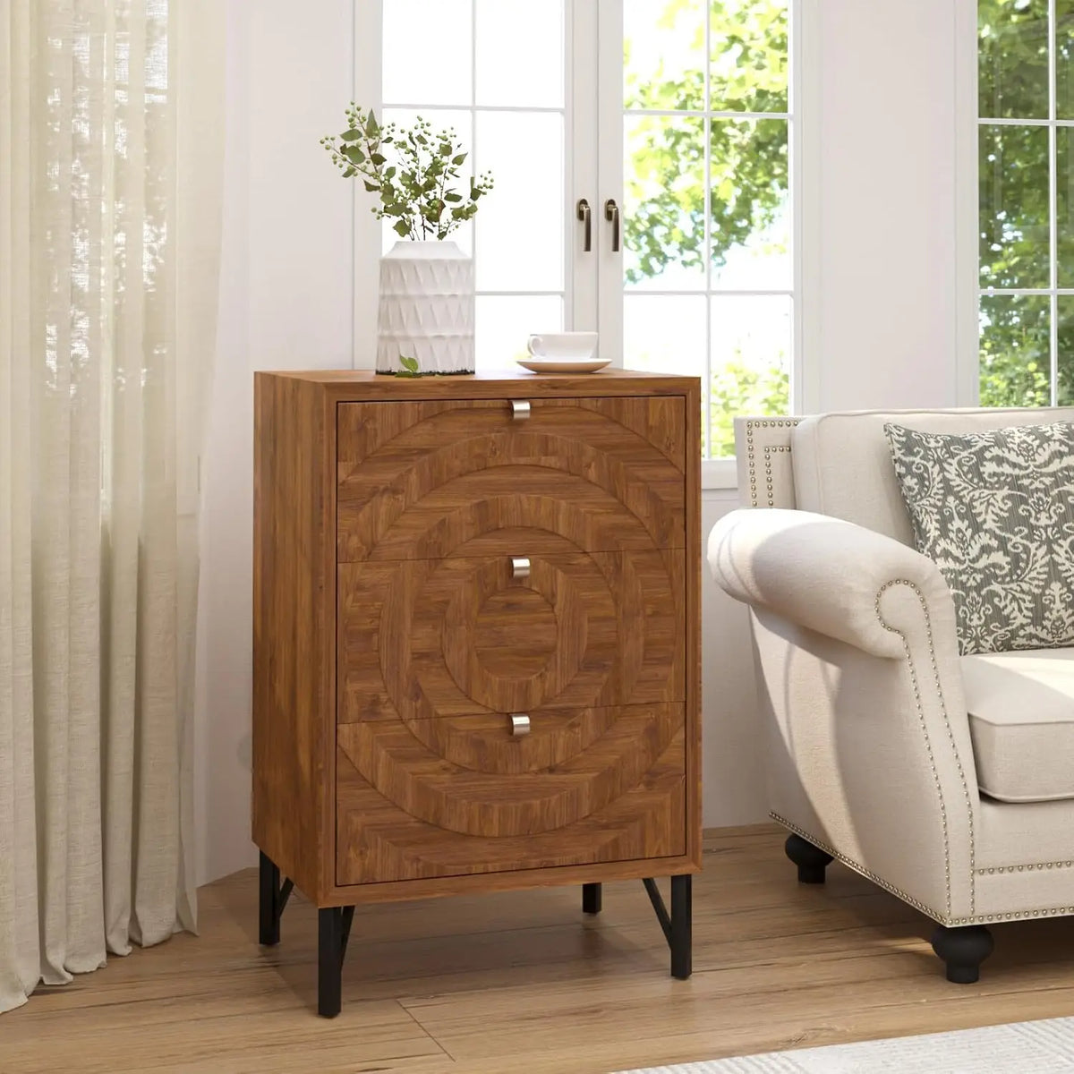 The Belmont Honeycomb Walnut End Table
