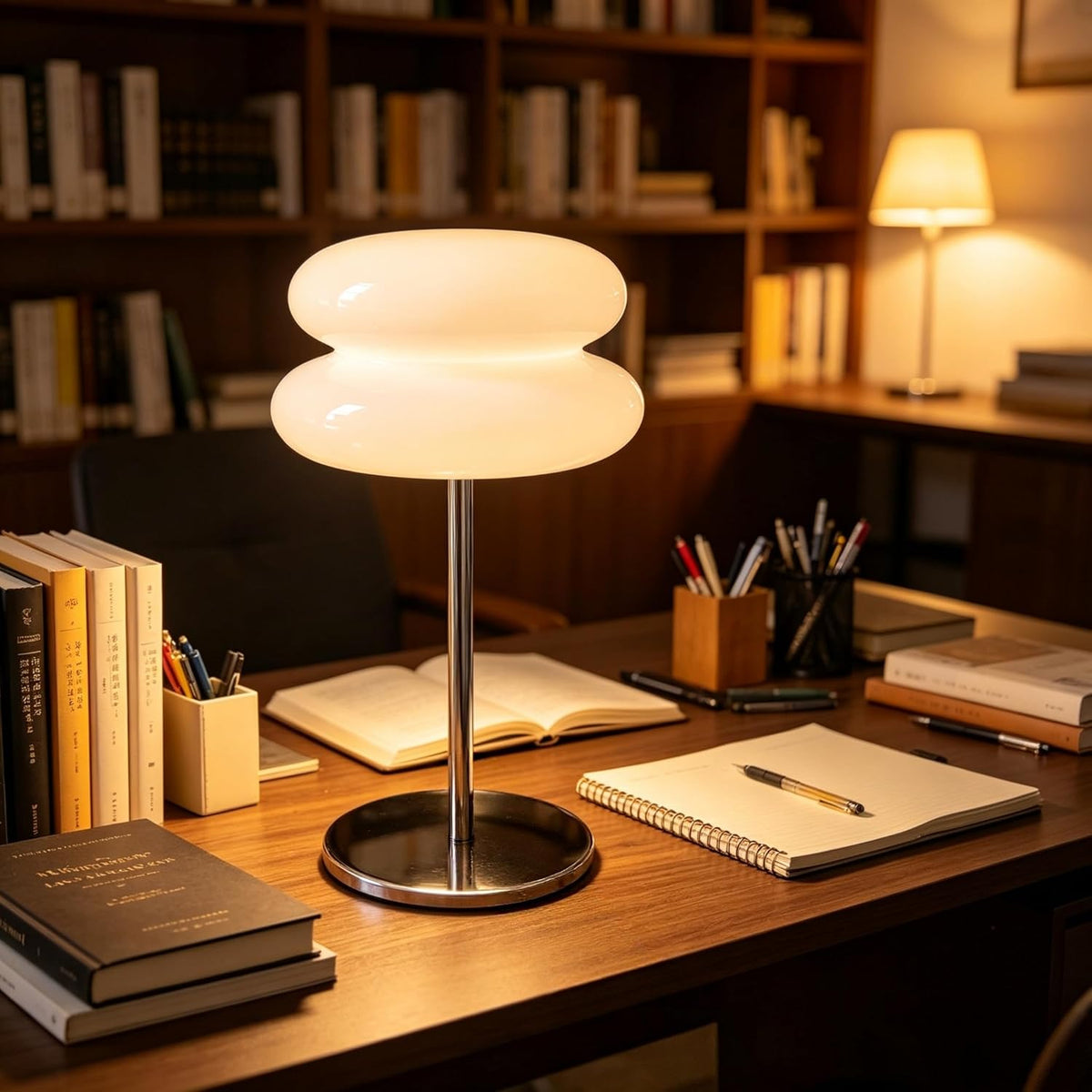 Bedroom Mushroom Lamp, Medieval Modern Bedside Table Lamp, Dimmable Retro Egg Tart Headlight, Unique Home Mushroom Decoration Aesthetic Lovely Living Room Desk Lamp (White)